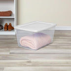 Sterilite 12 Pack Storage Boxes, Clear Plastic Stackable Containers, Lightweight Home Organizers with Snap Lids, 58 Quart, White - size: 58 Quart, style: 12 Pack