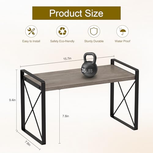 Giikin Kitchen Countertop Organizer, Wood Desk Shelf Riser, Gray Spice Rack for Kitchen Counter, Countertop, Cabinet (15.7 Inches, Gray) - color: Gray, size: 7.8"D x 15.7"W x 9.4"H