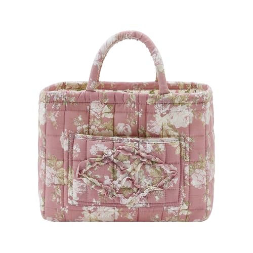 Fabric Baskets for Storage - Quilted Boho Floral Basket with Handles, Foldable Organizer for Home, Office, Clothes, Blankets, Books or Toys - 12'' x 10'' x 10''(Multi) - color: Multi