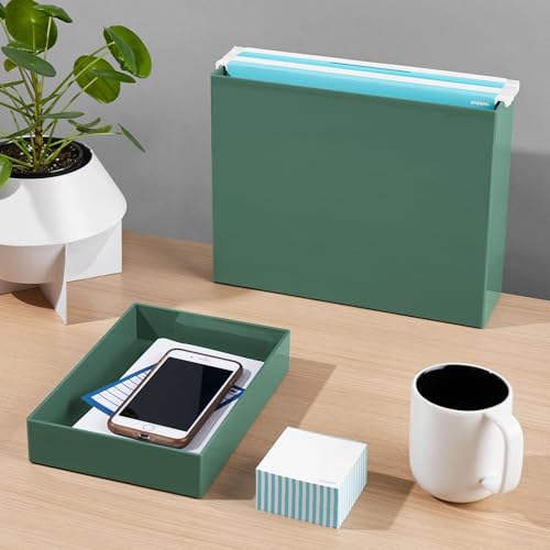 Poppin Stackable Medium Accessory Tray - Modular Lacquer Desk Trays for Office Organization, Color-Coordinated Office Supplies for Desk, Paper Trays (Sage, Medium Accessory) - color: Sage, size: 9.8" x 6.8" x 1.8"