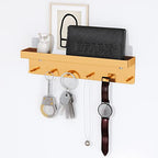 MKO Key Holder for Wall, Mail Organizer and Key Rack with Tray for Hallway, 6 Key Hooks Wall Mount Adhesive(Gold) - color: Gold 1pcs
