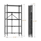 Simple Deluxe 5-Tier Folding Storage Shelves, 27.95" W x 14.96" D x 63.78" H Foldable Shelving Unit, 1250 Lbs Loading Capacity, Black - color: Black, size: 5-Tier, 28"W x 15"D x 64"H