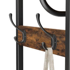Coat Rack With Hanging Rod, Garment Rack With 3 Wooden Shelves and 4 Hooks, Freestanding Hall Tree, Industrial Clothes Rack Stand Organizer, Rustic Brown and Black - color: Rustic Brown and Black, style: with Top Shelf