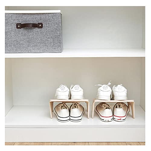 ASkinds 6 Pack Shoe Stacker Slots Space Saver, Double Layer Stack Shoe Racks, Increase Space by 200% Shoe Stackers for Home Closet Organization(Apricot)