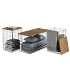 Set of 3 Living Room Tables - Metal Basket Storage with Removable Lids - 2 Small Side and 1 Large Accent Table by Lavish Home (Brown/Black) - color: Brown Square 3
