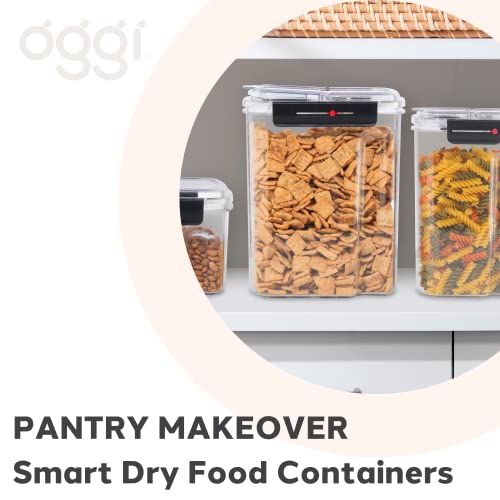 Oggi Easi Grip 57oz Moisture Proof Storage Container, Ultra Clear BPA-Free Sealable Canister, Flip Open Pouring Lid, Date Reminder Slider on Clip, Ideal Cereal Dispenser (57oz / 1.7lt) - size: 57 fl oz