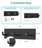 RELBRO Key Holder Wall Mount, Small Metal Self Adhesive Key Rack with 3 Hooks, 2 Installation Options, Black - color: Black