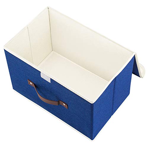 TYEERS Collapsible Storage Boxes, Washable Fabric Storage Bins with Lids, 14.9x9.8x9.8 inches, 3 Pack, Classic Blue - color: Classic Blue, size: 3-pcs 14.9x9.8x9.8 in