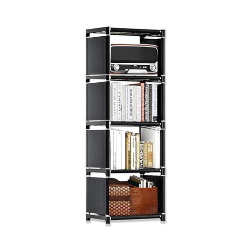 4-Cube Storage Organizer Shelf – Tool-Free Assembly Cube Bookcase for Bedroom, Closet & Small Spaces, Bookshelf Organizer for Kids’ Clothes & Nursery, Black (Black) - color: Black