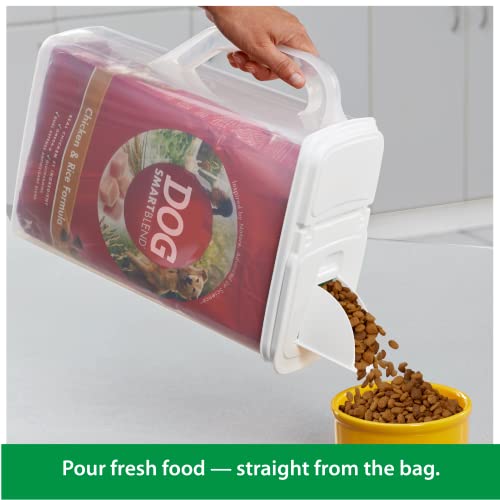 Buddeez Pet Food Storage Container - 8 Quart Capacity Bird Seed Container & Dog Food Storage, with Durable EZ Grip Handle and EZ Flip Lid with Pour Spout - color: White Lid, size: 1 Pack (8 Quart)