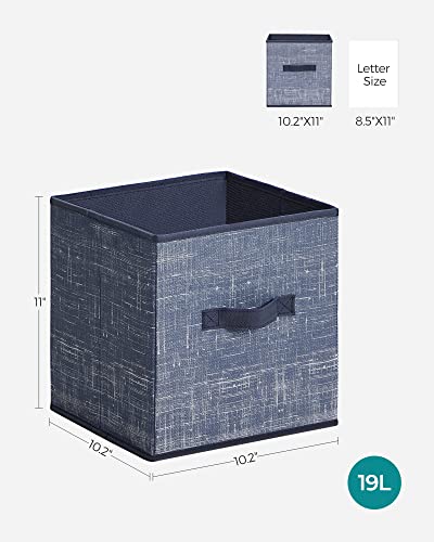 SONGMICS Storage Cubes, 11-Inch Non-Woven Fabric Bins with Double Handles, Set of 6, Closet Organizers for Shelves, Foldable, for Clothes, Misty Blue UROB026I01 - color: Misty Blue, size: 10.2''L x 10.2''W x 11''H