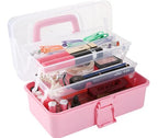 11(in) Versatile Three-Layer Folding Organizer Box,Ideal for Art & Crafts,Toys,Sewing Supplies,Jewelry and Tools,Storage with Dual Trays,Elegant Pink - color: Pink