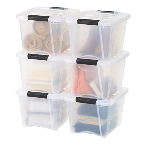 IRIS USA 19 QT Plastic Storage Box with Lid and Latches - 6 Pack - BPA-Free, See-Through Organizing Solution, Durable Nestable Stackable Containers, Secure Pull Handle - Clear - color: Clear, size: 19 Qt, style: 6 Pack