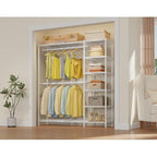 VIPEK X2 Expandable Reach-in Closet Racks Adjustable from 3'3" to 4'8" Portable Open Walk-in Closet Rack System with Flexible Shelves and Hanger Rods Clothing Rack for Hanging Clothes, White - color: White