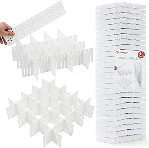 40Pcs Drawer Dividers, Adjustable Drawer Organizer for Socks, Underwear, Makeup, Can Help Tidy Kitchen, Bedroom, Dresser White - color: White, size: 40Pcs