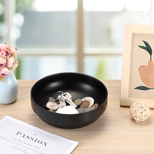 Key Holder Bowl for Entryway Table Round Catchall Bowl for Coin Fruit Holder Decorative Serving Bowl for Coffee Table Kitchen Counter, 7.4 Inches - color: Black, size: 7.4 Inches