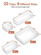 SMARTAKE 22-Piece Drawer Organizer with Non-Slip Silicone Pads, 4-Size Clear Desk Drawer Organizer Trays Storage Tray for Makeup, Jewelries, Utensils in Bedroom Dresser, Office and Kitchen, Clear - size: Large