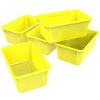 Storex Small Cubby Bins, Pack of 5, 12.2 x 7.8 x 5.1 Inches, Yellow (62410U05C) - color: Yellow, style: Bin Only