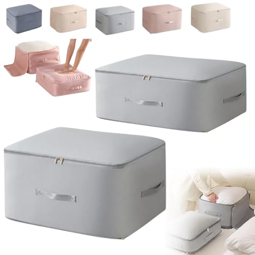 Compression Bags for Storage, 2026 Upgrade Ultra Space Saving Self Compression Organizer Compression Packing Cubes for Travel Sweater Organizer for Closet Clothes Storage Bag (Grey, L+XL) - color: Grey, size: L+XL