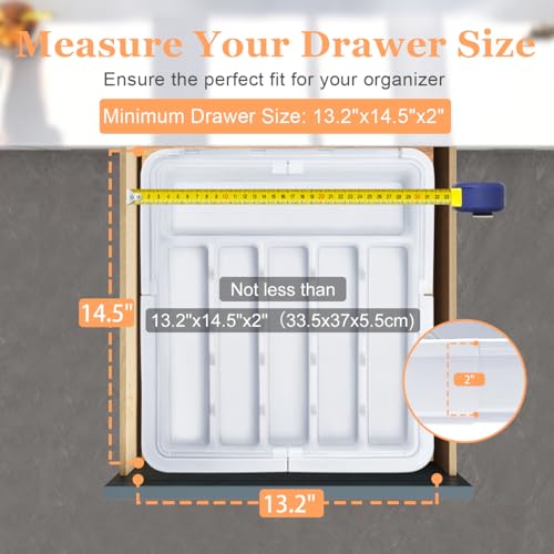 Spaclear Large Silverware Drawer Organizer Expandable Kitchen Utensil Organizer BPA Free Flatware Cutlery Holder Tray Adjustable Plastic Drawer Divider Storage for Forks Knives 6-9 Slots White - color: White