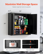 VEVOR Metal Wall Cabinet, 30W x 12.2D x 30H Inch, Steel Floating Hanging Storage Cabinet with Locking Doors and Adjustable Shelf for Garage, Basement, Kitchen, Warehouse Assembly Required, Black - style: Foldable 30" Without Open Grid