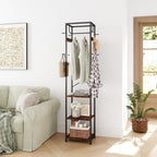 ELYKEN Coat Rack Freestanding, Hall Tree with 3 Storage Shelves and 12 Hooks, Industrial Clothes Rack Stand Organizer for Bedroom, Hallway, Entryway, Office, Living Room, Rustic Brown - color: Rustic Brown