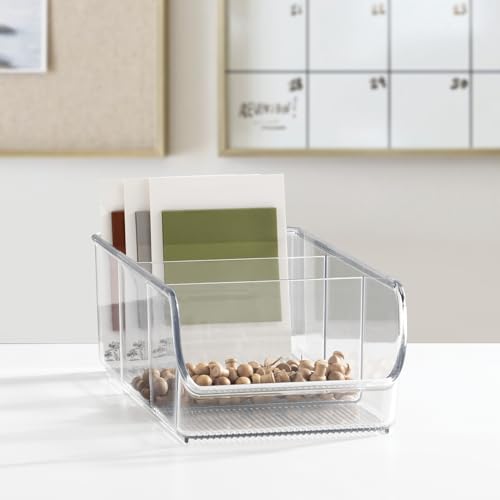 iDesign Stackable 3-Section Divided Storage Bin for Pantry, Fridge, or Cabinet - Set of 4 - Clear - style: Pack of 4
