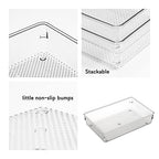 5 Pack Clear Plastic Drawer Organizer Tray Cutlery Utensil Makeups Drawer Silverware Organizers 6" X 9" - size: 5 Pack 6"x9" Clear Plastic