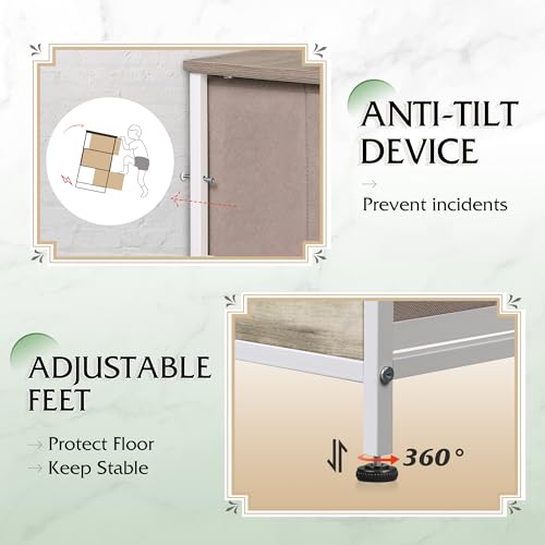WLIVE Fabric Dresser for Bedroom, Tall Dresser with 8 Drawers, Storage Tower with Fabric Bins, Double Dressers, Chest of Drawers for Closet, Living Room, Hallway, Greige - color: Greige, style: General