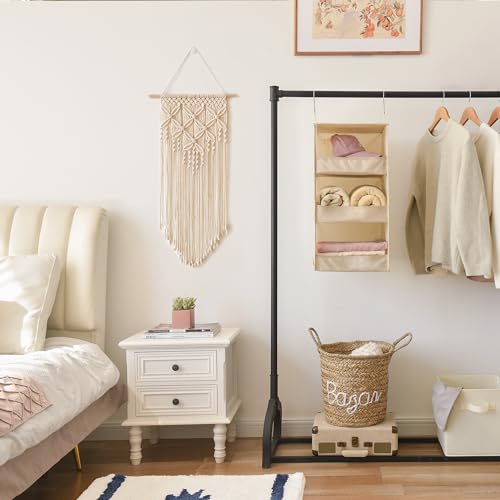 GRANNY SAYS 3-Shelf Hanging Closet Organizer, Khaki Closet Storage Hanging Shelves - color: 3-shelf Khaki, size: 1-Pack