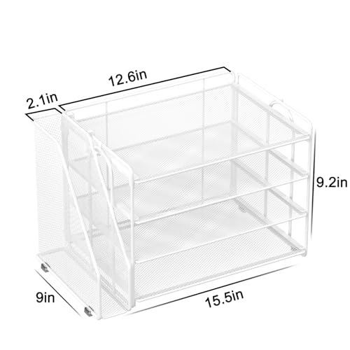 Spacrea Desk Organizers and Accessories, Paper Organizer for Desk with File organizer, Desk Accessories & Workspace Organizers for Office Supplies (White) - color: White