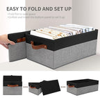 3 Pack Large Capacity Storage Bins Closet Organizer for Shelves, Fabric Closet Storage Baskets Boxes with Leather Handles for Organizing Clothes, Sheets, Jeans, Toys, Books (Black and Grey) - style: 3 Pack Black & Grey