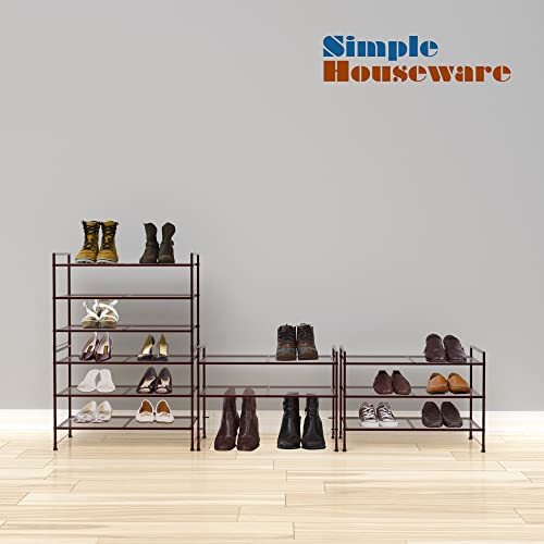Simple Houseware 3-Tier Stackable Mesh Shoe Rack, Bronze - color: Bronze, style: Mesh Panel