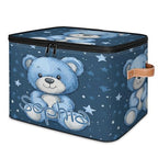 Custom Storage Basket with Name, Personalized Storage Bins with Zipper Lid, Foldable Fabric Storage Box Large capacity with Handle Blue Star Bear - color: Option 5
