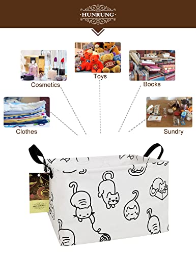HUNRUNG Rectangle Storage Basket Cute Canvas Organizer Bin for Pet/Children Toys, Books, Clothes Perfect for Rooms/Playroom(REC-Black cat) - color: REC-Black cat