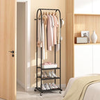 Kaitiemoo Heavy Duty Clothing Rack with Wheels,Modern Garment Rack with 3 Metal Shelves, 71.8Inches Display Rack for Hanging Clothes, Hanging Rod for Small Space,Black - color: Black