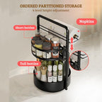 Rotating Spice Rack with Paper Towel Holder, 2 Tier Turntable Lazy Susan, Seasoning Organizer for Kitchen Countertop Cabinet, Black - color: Black