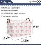 Sanjiaofeng Rectangular Kids Basket Pink Storage Bins,Girls Storage Baskets with Handles.Clothers,Toys,Books,Kid's Gifts Storage. (Pink Bowknot) - color: Pink Bowknot