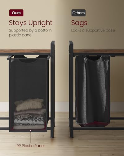 VASAGLE Laundry Hamper, Laundry Basket, Laundry Sorter with 2 Pull-Out and Removable Bags, Shelf, Metal Frame, 2 x 12.1 Gallons (46 L), 28.8 x 13 x 28.4 Inches, Bicolor and Rustic Brown UBLH201X01 - color: Bicolor + Rustic Brown, size: 2 Bags - 92 L