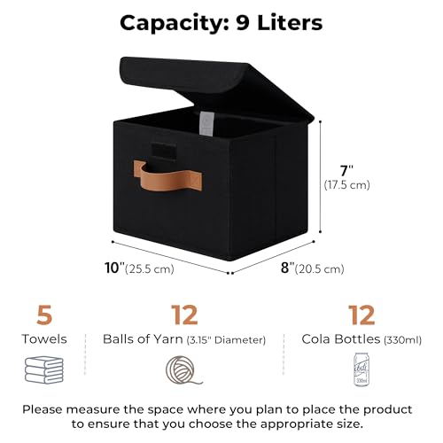 GRANNY SAYS Small Storage Bins with Lids, Small Storage Boxes, Shelf Baskets for Shelf, Collapsible Storage Bins for Living Room, Bedroom, 10x8x7 Inch, Black, 2-Pack - color: Black, size: Small-2 Pack