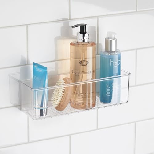 iDesign Adhesive Organizer Bin - Damage-Free Hanging for Kitchen, Bathroom, or Office - Set of 4 - Clear - style: Pack of 4