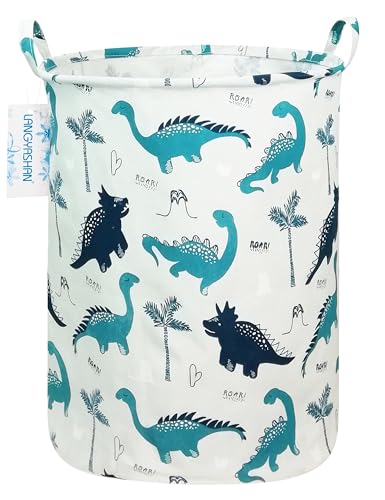 LANGYASHAN Laundry Basket Canvas Fabric Collapsible Organizer Basket for Storage Bin Toy Bins Gift Baskets Bedroom Clothes Children Nursery Hamper (Full dinosaur) - color: Full Dinosaur