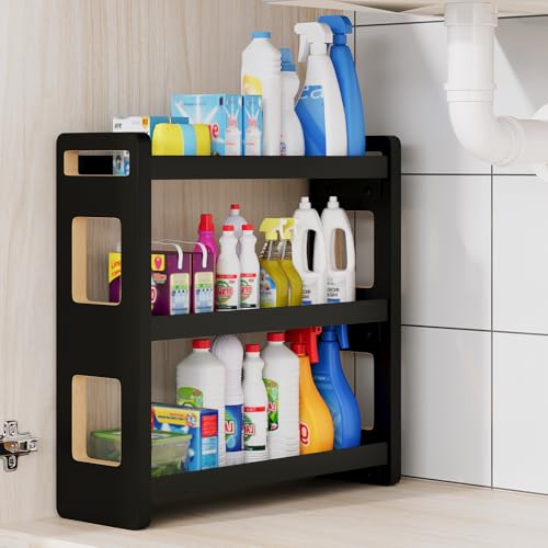 Bathroom Counter Organizer,Bathroom Counter Shelf,Bathroom Organizers,Under Sink Organizer,Cologne Organizer For Men,Cologne Cabinet,Spice Rack Organizer for Cabinet,Gifts(Black 3 Tier) - color: Black 3 Tier