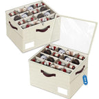 2 Pack Large Shoe Organizer for Closet, Adjustable Dividers Shoe Storage Bins Boxes, Foldable Shoe Holder Cube Containers with Clear Cover for Men’s Shoes, High Heel,Sneaker,Slippers,Boots(Beige)