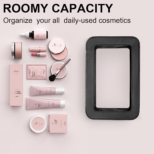 LETGO Clear Makeup Bags, TSA Approved Toiletry Bag with Zipper, Clear Makeup Organizer Fit Carry-on Travel Essentials,Clear Cosmetic Bags for Women Men (O-Black) - color: O-Black