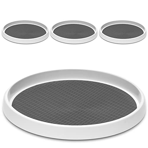 Set of 4, 10 Inch Non-Skid Lazy Susan Organizers - Turntable Rack for Cabinet, Pantry Organization and Storage, Kitchen, Fridge, Bathroom Makeup Vanity Countertop, Under Sink Organizing, Spice Rack - size: 4 Pack
