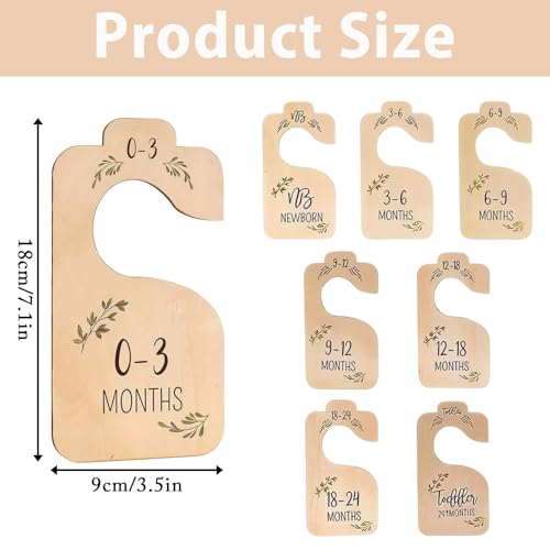 Baby Closet Dividers - 8pcs Wooden Double-Sided Baby Clothes Size Divider Organization for Infant Baby Clothes to 24 Months