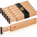 Fabsome Drawer Divider 6 Pack, Bamboo Kitchen Dividers Organizers Adjustable 17''-22'', Wooden Dresser Separators for Nursery Organization Clothes Socks Underwear Baby Clothing, with Soft Foam Ends - size: For 17-22in deep drawers inner size