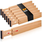 Fabsome Drawer Divider 6 Pack, Bamboo Kitchen Dividers Organizers Adjustable 17''-22'', Wooden Dresser Separators for Nursery Organization Clothes Socks Underwear Baby Clothing, with Soft Foam Ends - size: For 17-22in deep drawers inner size