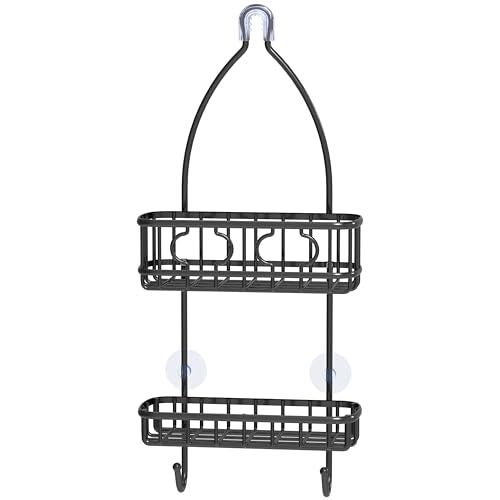 Simple Houseware Bathroom Hanging Shower Head Caddy Organizer, Black (24 x 10.2 x 4.25 inches) - color: Black, size: Medium